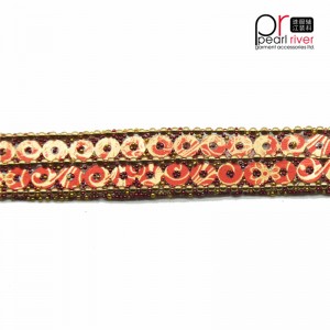 Nyligt perler trimning med dobbelt syning orange paljetter