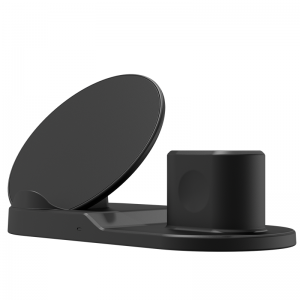 KPS-9302HC 3in1 qi hurtig 10W smartphoneklokke øretelefon skrivebord trådløs oplader