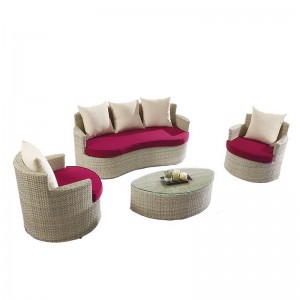 Lille 2-personers hjørne Rattan Garden Sofa Set