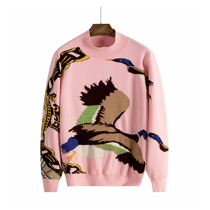 OEM u0026 ODM Brugerdefineret logo Jacquard Intarsia Wild Goose Fashion Design Strik Dame Pullover Sweater