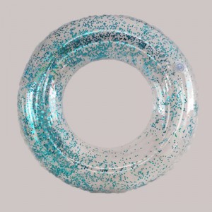 Oppustelig gennemsigtig glitter svømme ring til børn