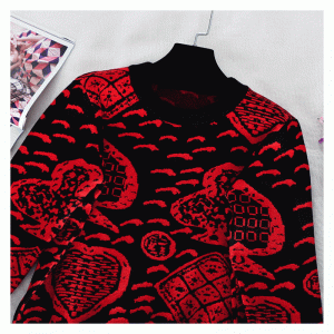 2019 Spun Cotton Poker Jacquard På lager Pullover Custom Logo Strikkede trøjer