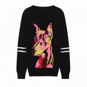 Seneste Efterår Vinter Langærmet Wolf Jacquard Kvinder Toppe Pullover Sweater