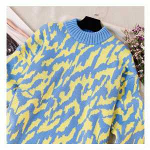 Plus størrelse Lang krop Angora Uld Bølge Jacquard Tykk varm strik Sweaterekjole