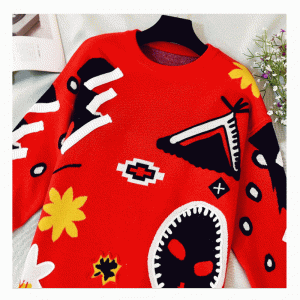 Europæisk amerikansk størrelse Jacquard Sweater Design Tykk varm kjole Strikvarer