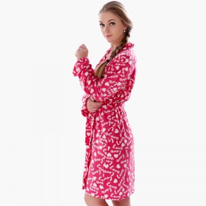Voksen fleece kappe trykt Kimono pyjama