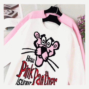 2019 Sidste Sweater Design Pink Panther Jacquard Ladies Strik Sweater Kjole