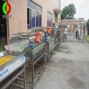 Stor vegetabilsk og frugt skrælning og skæring produktionslinje