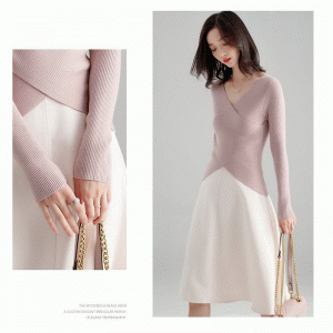 2019 damer skrå hals krystbens sweater