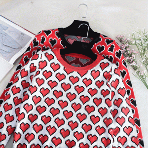 OEM \u0026 ODM 100% bomuldshjerter jacquard kvinders striktrøje