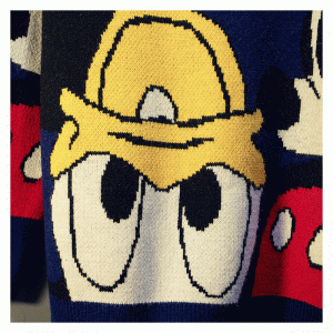 2019 Long Cute Donald Duck Cartoon Pattern Jacquard Thick Winter Pullover Sweater