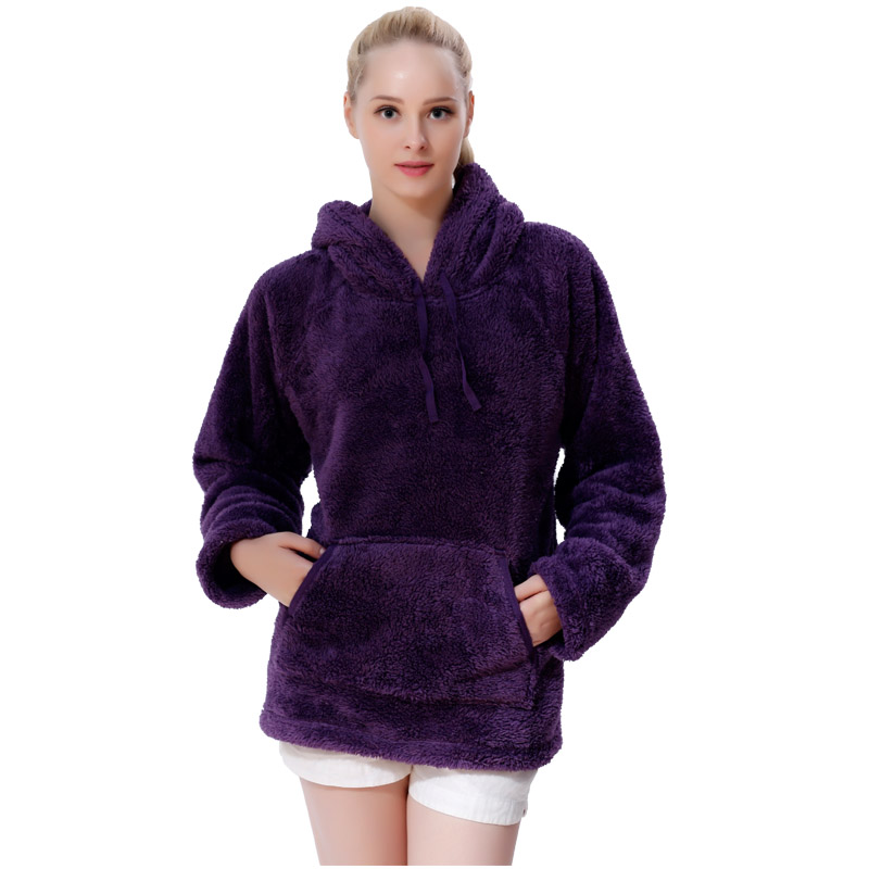 Kvinder snuggle fleece lilla sweatshirt med hætte