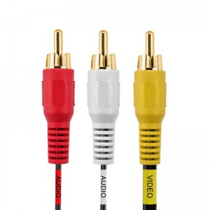 3-mand RCA til 3-mand RCA kompositvideo Audio A / V AV-kabel forgyldt