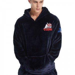 Mænds broderi Luksus Flanel Fleece Pyjamas Sæt