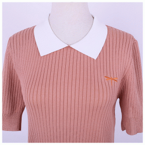 Dame Fit Polo Neck Dragonfly Embroidery Kortærmet sweatshirt til officiel lejlighed