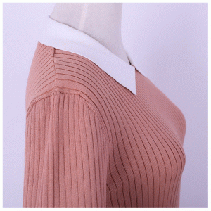 Dame Fit Polo Neck Dragonfly Embroidery Kortærmet sweatshirt til officiel lejlighed