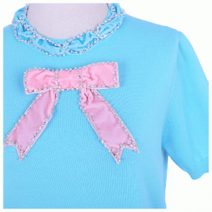 Tilpasset OEM Butterfly Knot Rhinestone Syet Sommer Dame Pullover Strikket sweater