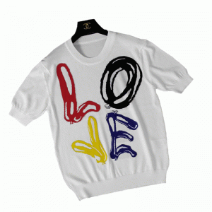 2018 Custom Jacquard LOVE Font Kortærmet Sommer Pullover Sweater