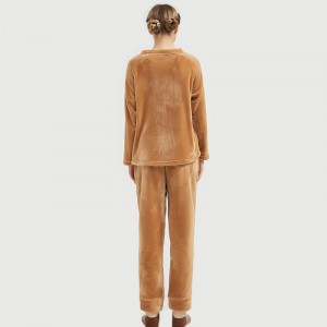 Kvinder Flanel Fleece Dyrebroderi Bear Pyjamas Sæt