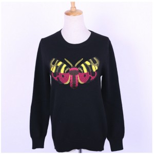 Brugerdefineret syet sommerfugl Patch uldstrik sweaterjumper til damer