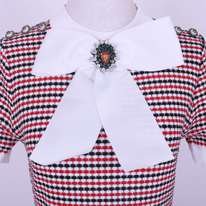 Sommer Fit Big Butterfly Knot Stripe Plaids Kvinder Bodycon Sweater kjole