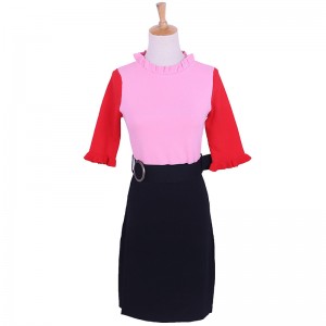 2018 Sommer Cowl Neck Kortærmet Dame to stykker sæt strik sweater kjole