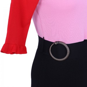 2018 Sommer Cowl Neck Kortærmet Dame to stykker sæt strik sweater kjole