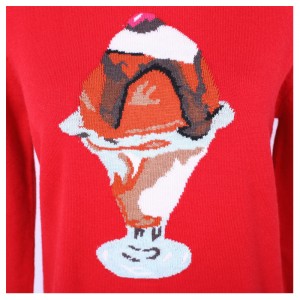 Brugerdefineret Icecream Jacquard 100% bomulds sweater til kvinder