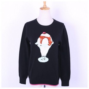 Brugerdefineret Icecream Jacquard 100% bomulds sweater til kvinder