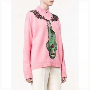 Damer sjove abe beaded applikationer dekoreret sweatere Crew Neck Pullover