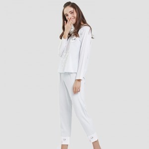 Kvinder Position Printed Cotton-Spandex Single Jersey Pyjamas sæt