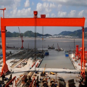 Dobbelt bjælke kran til skibsbygning