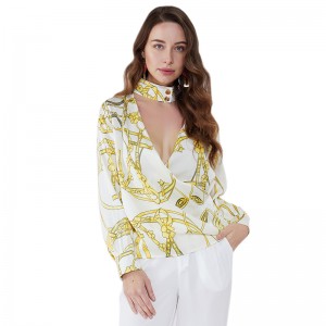 Top 100 sælgere Stand Collar Cleavage Elegant Woman Sexy Tops