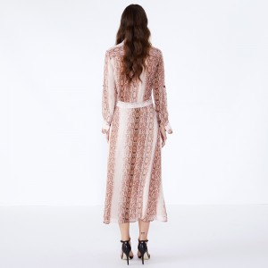 Åndbar Snake Print Farve Pink Ladies Office Wear Årsags kjoler JCGJ190315075