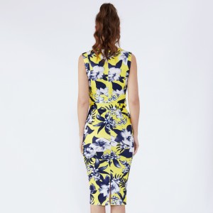 Summer Ladies Polyester Off Shoulder Vintage Dress Designs Pictures Floral Print Women Party Bondage Dress