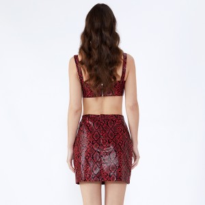 Leopard-trykt grime Kort sexet bandage Dametøj To-delt sæt