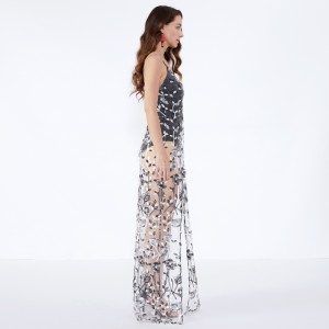 Net Garn Tynd Blomster Sexet Gennemsigtig Maxi aftenkjoler JCGJ190315078