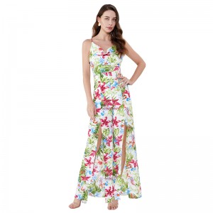Sommeropdelte brugerdefinerede blomsterudskrivning i ét stykke vintage jumpsuit