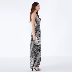 Høj kvalitet Kvinder afslappet Maxi kjole Lang Maxi Mode afslappet Boho Ruffle Blomster Strikket kjole