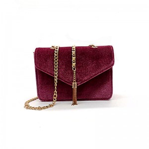Velvet Material Chain Chain Shoulder Bag Corssbody Bag farvehåndtaske tilpasset