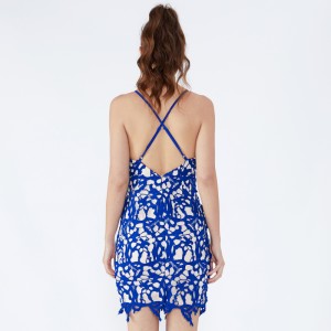 Damer Navne Retro Sexu Back Åben aftenblå kjole