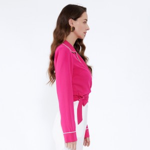 Seneste design Check Woman Loose Striped Chiffon Blouse