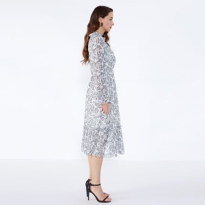 OEM Frock Design Langærmet Maxi Dyretryk Plus Size beklædning til damer