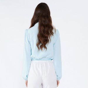 Lyseblå halskrage Elegant modekontor Bær damer med lange ærmer og bluse