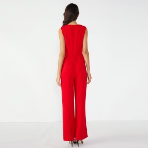 Rød Casual ærmeløs lang dame jumpsuit til kvinder