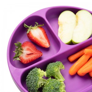 Varmebestandig silikone rundopdelte baby middagsplader