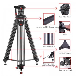Diat A193C KS10 Professionel aluminium rejse fotografisk videokamera stativ support