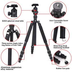 Diat AM294A KH20 bærbar aluminiumslegering kamera videokamera stativ Fleksibel rejse digitalkamera stativ
