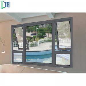 Dobbelthærdet glas markise Casement Windows Aluminium Top Hung Window Pulverlakering færdig kommerciel kvalitet