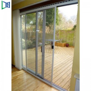 Glidende glasdørproducenter Aluminiumdørspulverbelægning Finishet med mesh til kommerciel bygning